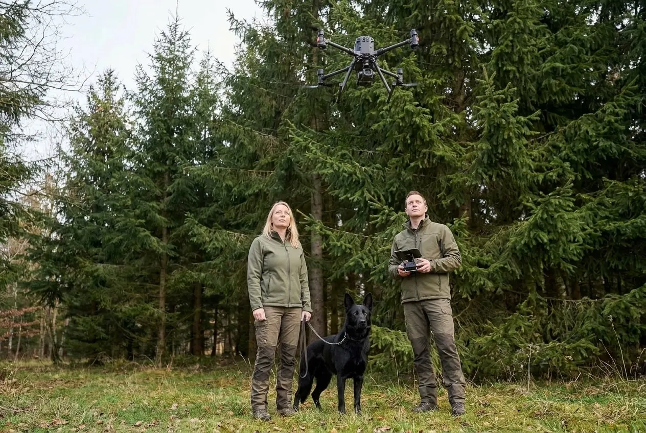 ASP-Fallwildsuche mit Thermaldrohne und Spürhunden