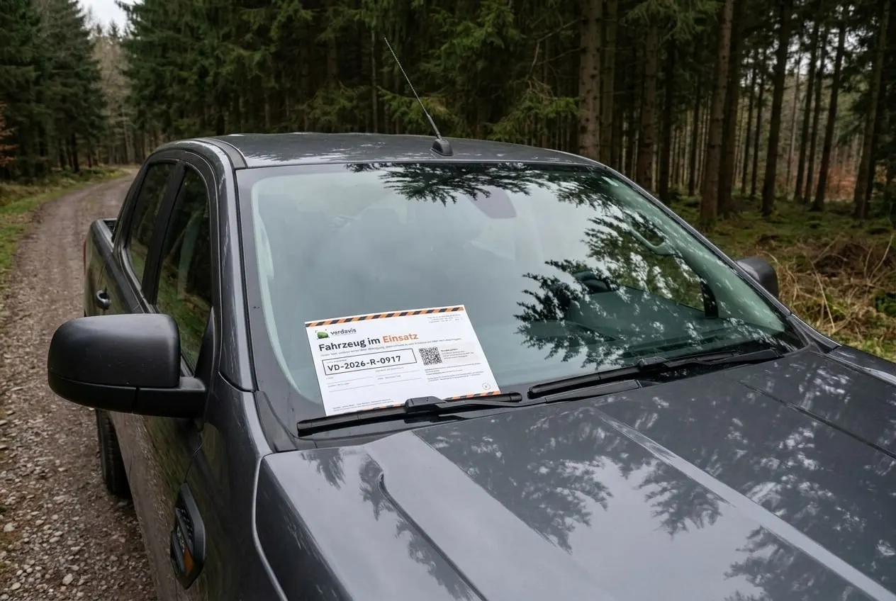 Einsatzblatt hinter der Windschutzscheibe